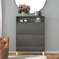 TU MESITA - Zapatera Moderna Girona 2 cajones color Negro