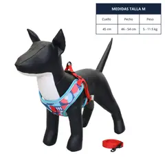 GENERICO - ARNÉS TALLA M Y CORREA CON DISEÑO DE FIGURAS PARA PERROS