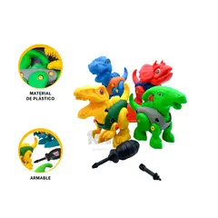 RYBIU IMPORT - Pack 4 Dinos Divetidos en Multicolor Y+Envoltorio de Regalo