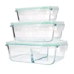 OEM - Taper de Vidrio Hermético Rectangular Set de 3 Unidades
