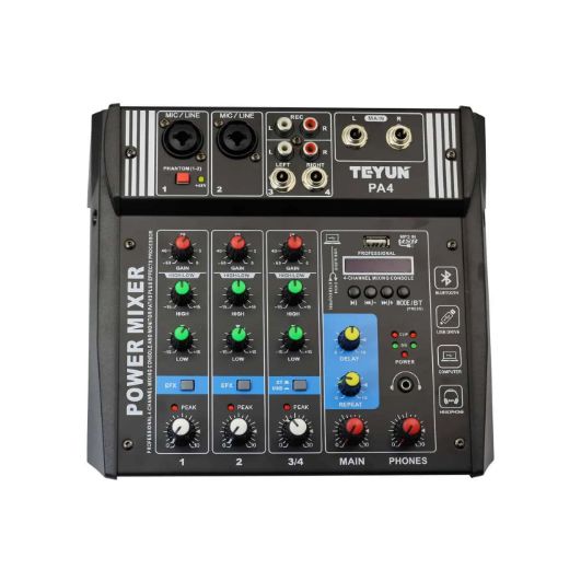Consola Amplificada 4 Canales 2x100W USB/MP3/BT PA4