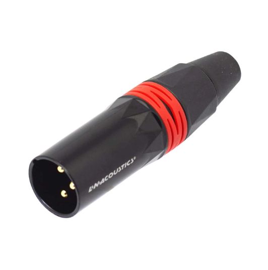Plug Canon XLR 3 Pines Negro Anillo Rojo LN-1137BG-RD L&N-ACOUSTICS