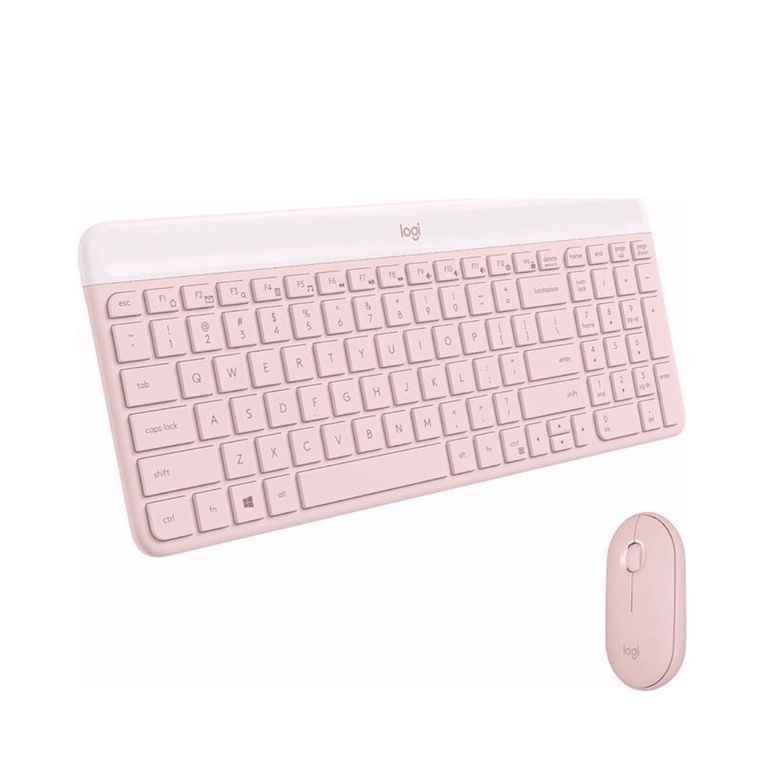 Teclado y Mouse Inalambrico Mk470 Slim Wireless rosado