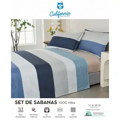 CALIFORNIA - Set de Sabana 1.5 Pz de 4 Pieza 100% Algodón