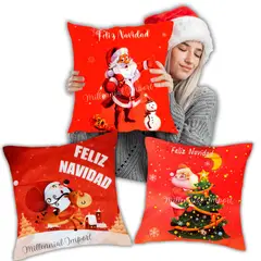 GENERICO - Funda Navideña para Cojín 45 x 45 cm Diseño ambas Caras