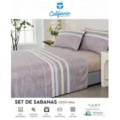 CALIFORNIA - Set de Sabana 2 Pz de 4 Pieza 100% Algodón