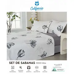 CALIFORNIA - Set de Sabana 2 Pz de 4 Pieza 100% Algodón