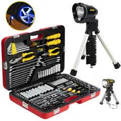 STANLEY - Herramientas para mecánico 150 Pzs, linterna LED COMBO Racing
