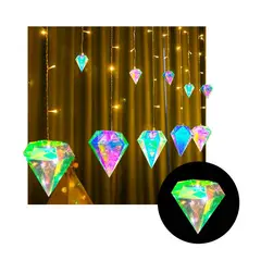 GENERICO - Guirnalda Navidad Forma diamante iridiscente de 3 mts amarilla