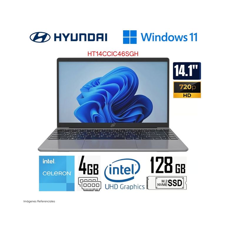 Laptop HYBOOK Intel Celeron N4020 4GB RAM 128 EMMC 14.1" HD WIND 11 - HT14CCIC46SGH