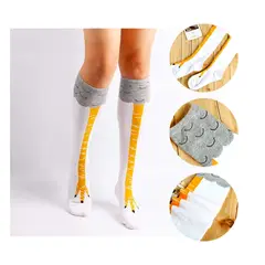 GENERICO - Medias Largas de Algodón Diseño Patas de Pollo Blanco