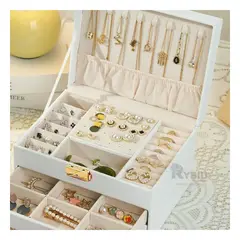 RYBIU IMPORT - Joyero con Compartimentos con Llave en Color Blanco