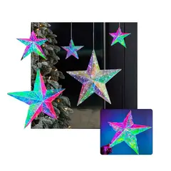 GENERICO - Guirnalda Navidad Forma estrella iridiscente de 3 mts amarilla