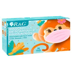 R&G - Mascarilla Descartable Rosada para niños Caja x 50 und -