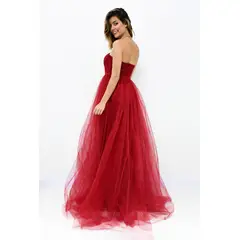 GENERICO - Vestido Largo de Gala con Encaje y Tul Paola Color Perla Estacion 108