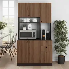 TU MESITA - Mueble de Cocina Multiusos Tamara MarrónNegro 3 cajones 4 puertas
