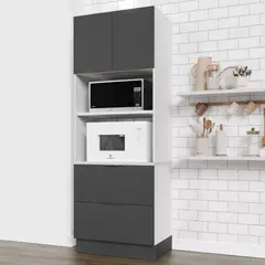 TU MESITA - Mueble para Microondas Milton color BlancoNegro 2 puertas 2 cajones