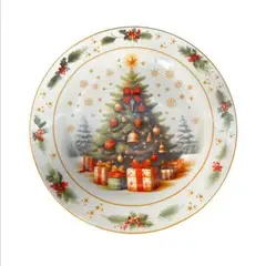 ICHIMATSU - Plato Tendido 10 Dec. Árbol con Regalos Navidad.