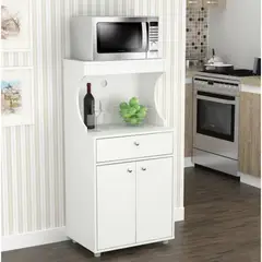 TU MESITA - Mueble para Microondas Clásico Namibia Color Blanco 2 puertas 1 cajón