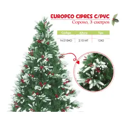 GENERICO - Árbol de navidad de 1 80mt EUROPEO CIPRES C/PVC C/frutos