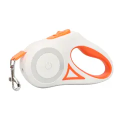 GENERICO - CORREA RETRÁCTIL PARA MASCOTAS CON LINTERNA LED - NARANJA
