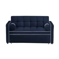 BARAKA HOME - Sofá Cama Valandovo con Almohadas 1.5 Plz - Azul Marino.