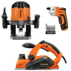 TRUPER - Fresadora Ruteadora, Cepillo eléctrico ATORNILLADOR COMBO KEVIN