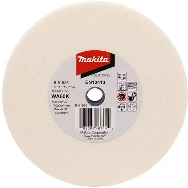 Piedra Abrasiva 6" x 16mm x 1/2" Grano 60 B-51926