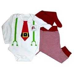 GENERICO - Conjunto navidad bebé papa noel con corbata