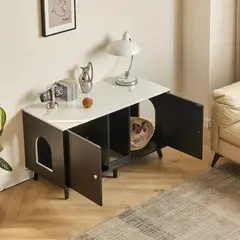 TU MESITA - Mueble para Gatos Ginger color NegroBlanco