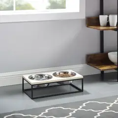 TU MESITA - Mueble para Perros Leyka 2 platos color Ceniza