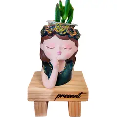 GENERICO - Maceta Macetero Mini Soñadora Pintada a Mano Present