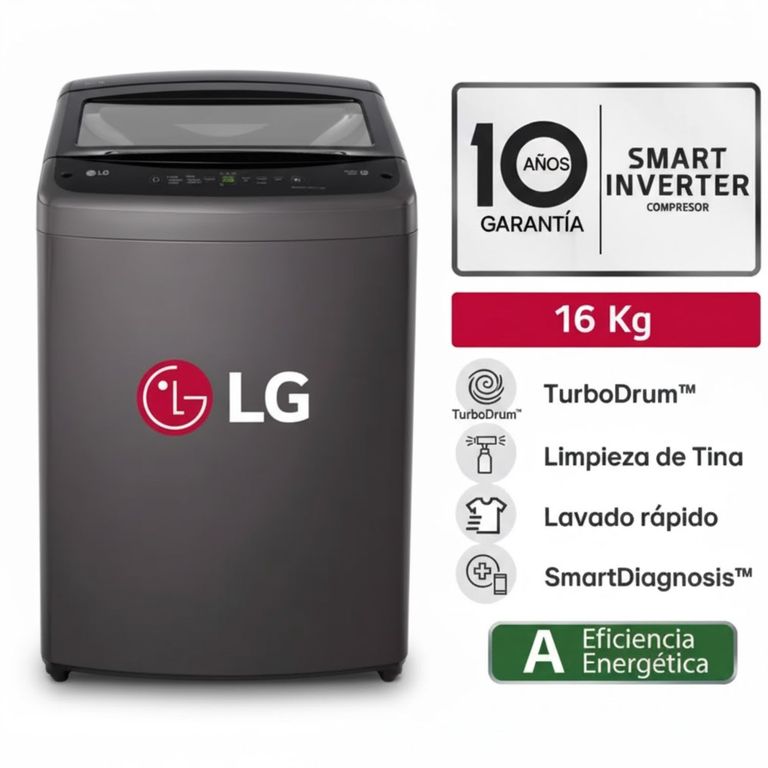 Lavadora  WT16BVTB 16kg Smart Motion Carga Superior Negro Claro