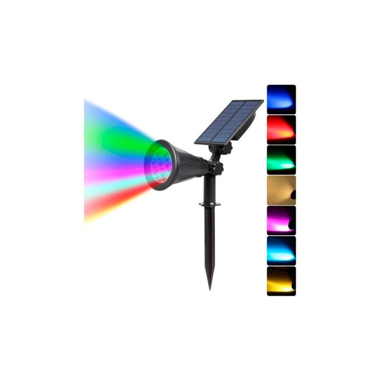 Lampara Foco Solar Estaca Jardín Exterior Rgb navidad Energía Solar