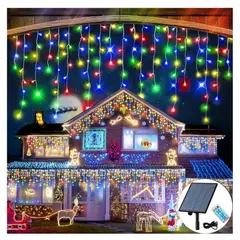 ARTEZA - Cortina LED Solar Multicolor 18m, 600 LED Ecológica con Control Remoto