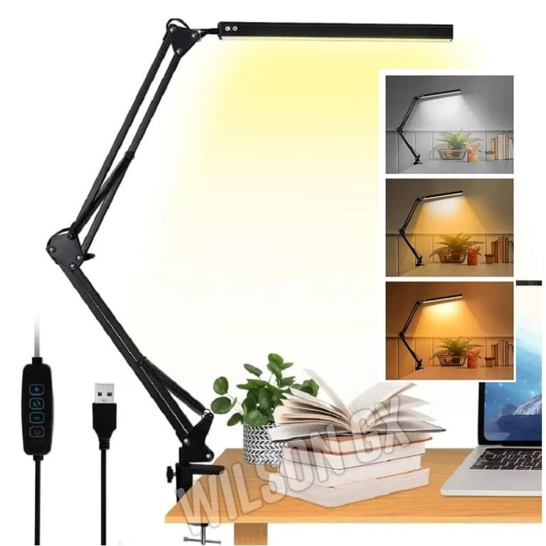 Lampara para Escritorio Mesa Luz led brazo plegable 12W 360° usb