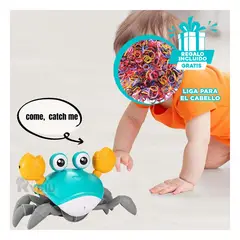 GENERICO - Muñeco Infantil de Cangrejo en Celeste Y+Ligas de Regalo
