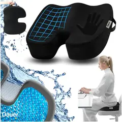 DAUER - Cojín Asiento Ortopedico mejorado de Gel Tech +Viscoelastico de Bambu
