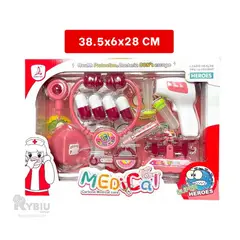 GENERICO - Kit Didactico de Doctora 14 Piezas para Niñas en Rosado Y+Gift MiniAgenda