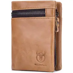 BULLCAPTAIN - - Billetera de Cuero Mate QB-03-BR - Beige