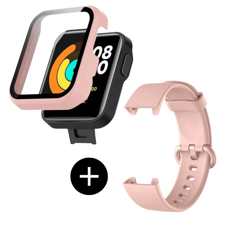 Pack case protector rosa + correa rosa para Redmi MI Watch 2 Lite