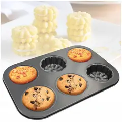MINARI - Molde Antiadherente 06 Muffins Galletas Cupcakes Diseño Flor J33
