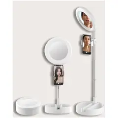 SEISA - Espejo Con Aro Luz Led Selfie Soporte Celular Streamers Maquillaje