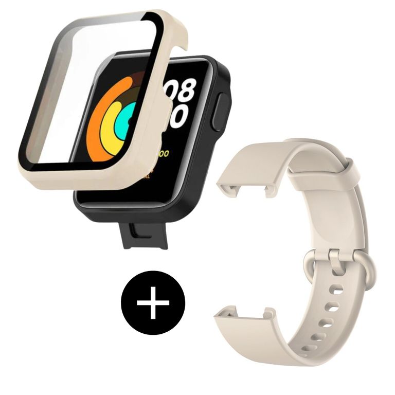 Pack case protector beige + correa beige para Redmi MI Watch 2 Lite