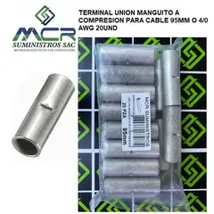 GENERICO - TERMINAL UNION MANGUITO A COMPRESION PARA CABLE 95MM O 4-0AWG 20UND