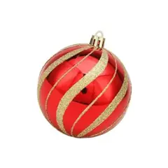 GENERICO - SET X4 BOLA ROJO CON DORADO 10 CM PARA ARBOL DE NAVIDAD
