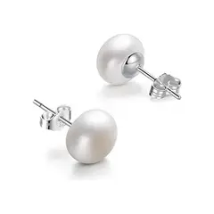 GENERICO - Aretes Perla Del Río Original Plata 950 Joya Regalo Mujer - 10mm
