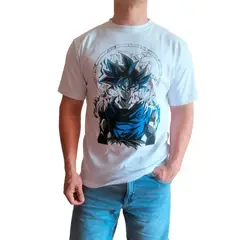 GENERICO - Polo Hombre manga corta diseño GOKU - Blanco