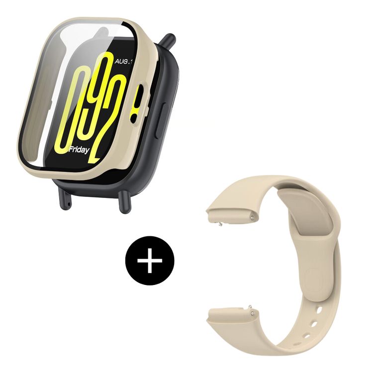 Pack case protector beige + correa beige para Redmi MI Watch 5 Active