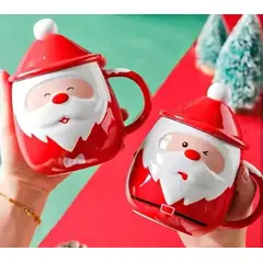 GENERICO - Taza Navideña con tapa de sombrero y cuchara